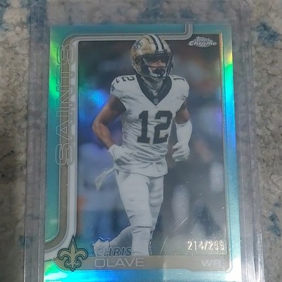 Topps 2025 Topps Chrome Chris Olave #216 Saints Aqua Refractor /299