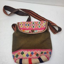 Peruvian 100 Wool Hand Made Shoulder/crossbody Bag Outer Zip Pocket, Lined