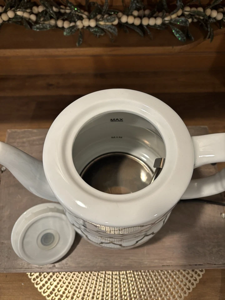 BELLA 1.5L Electric Ceramic Tea Kettle Moroccan Trellis White Gray KE7937-A - Image 2 of 4