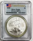 2008 $1 American Eagle PCGS MS70 FIRST STRIKE 1 oz Silver .999 Fine Bullion Coin