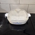 RARE VTG Corning Ware BLUE CORNFLOWER P-1-B -1Qt Casserole & Pyrex P-7-C Lid  #1