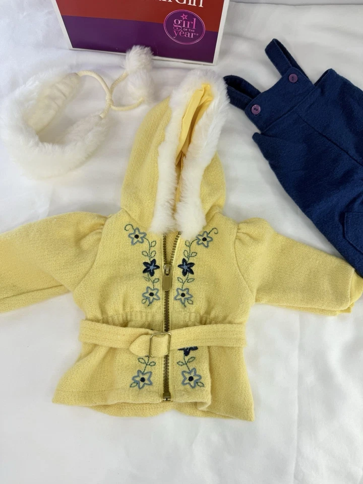 American Girl Doll Emily Bennet Snowsuit Outfit Yellow Jacket Coat Pants.#1 - Image 2 of 4