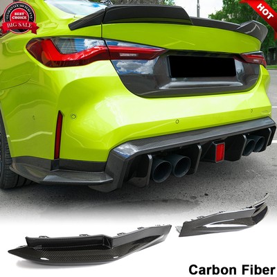 For BMW G80 M3 2021-24 REAL CARBON Rear Bumper Lip Splitters Side Canard Fins