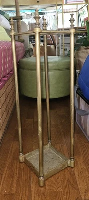 Vintage English Brass Cast Iron Umbrella Stand Cane Stand - Image 1 of 4