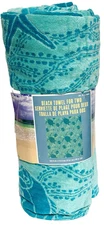 Beach Towel For Two 72” X 84” 100% Cotton  380 GSM- Turtles -Blue - 1 PCs