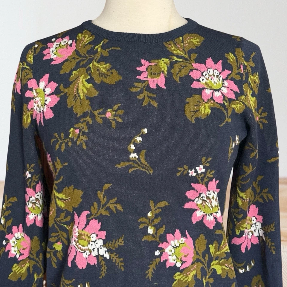 Suéter Ann Taylor Floral Cuello Redondo Mujer Talla S Pullover Top Tejido Mangas Largas Foto 2 de 4