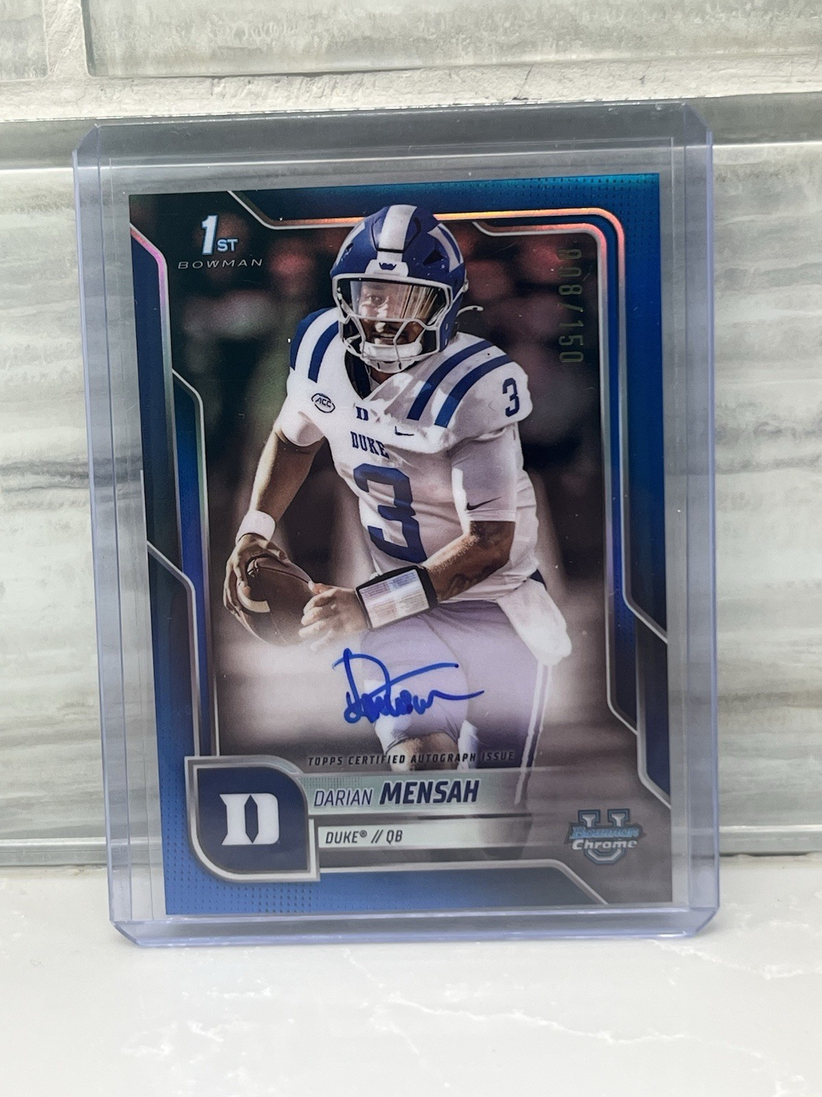 2025 Bowman Chrome University DARIAN MENSAH BLUE 1ST AUTO ON CARD /150 #BCA-DM