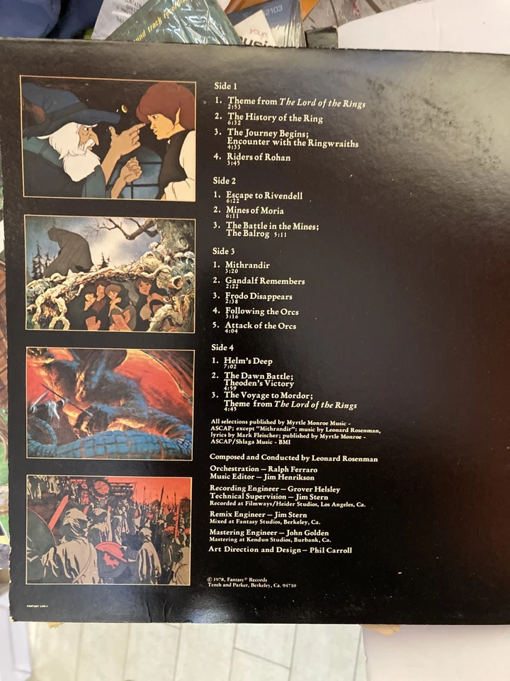 Lord of the Rings 1978 TOLKIEN Soundtrack Orig Vinyl Record 2 LP Foto 3 de 3