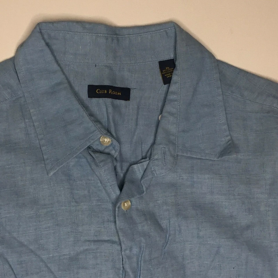 Club Room Mens Button Up Short Sleeve Collared Shirt Light Blue Size XL - Image 3 of 4