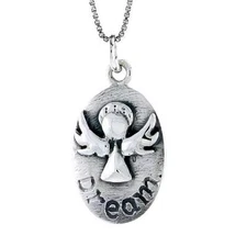 Sterling Silver Guardian Angel (Dream) Pendant / Charm, Italian Box Chain 