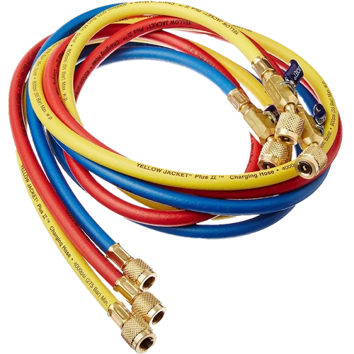 Yellow Jacket 29986 72in Plus II Hose with Compact Ball Valve, 3-Pack