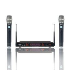 UHF Handheld Wireless Microphone System 2-Channel Audio Church Mic Karaoke Mic