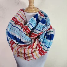 Mossimo Infinity Scarf Shawl Red Blue Striped One Size Lightweight