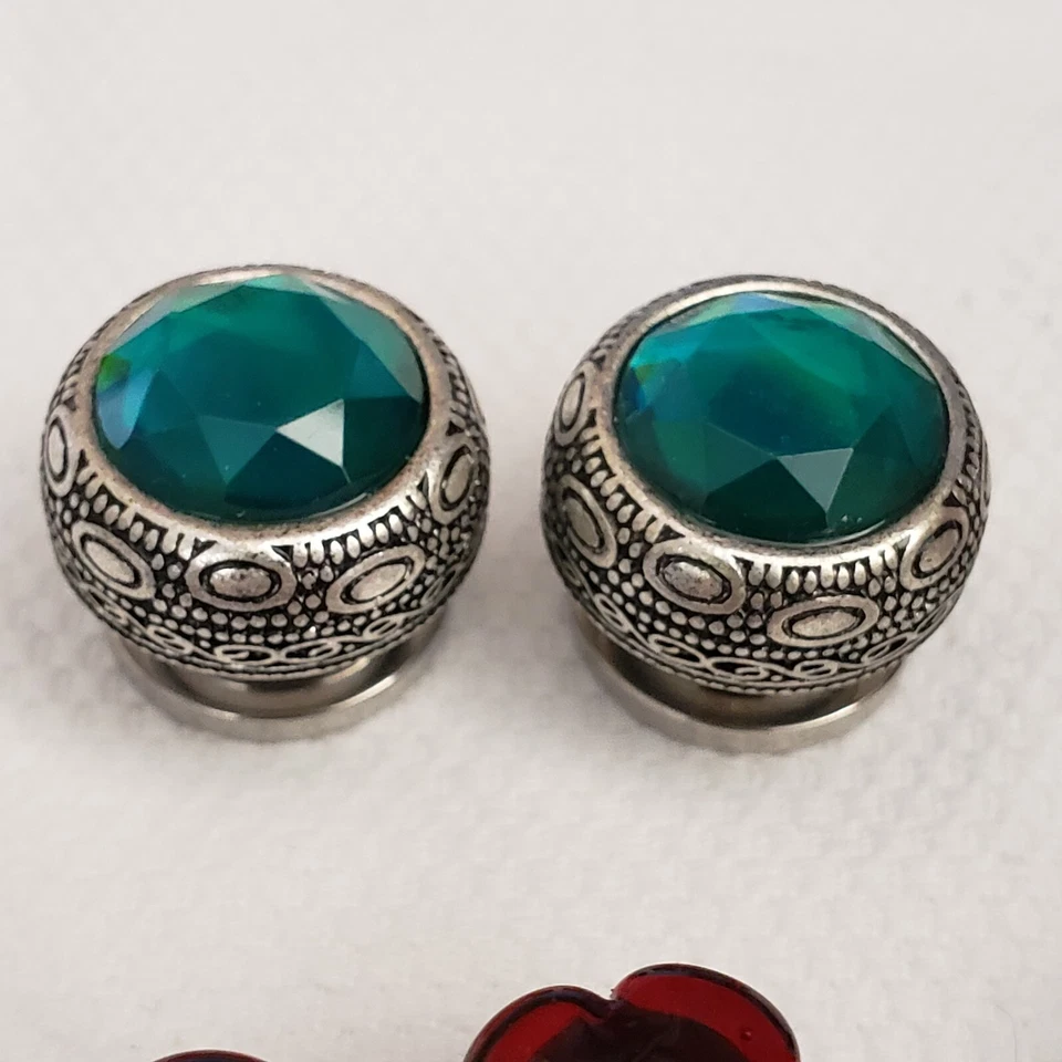 Lote de joyas piercing tapones para los oídos medidores piedra metal vidrio corazón madera flor Foto 3 de 4