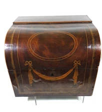 Antique Wood Dome Tea Chest Box Inlay 2 Compartments