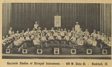 Guzzardo Studios Stringed Instruments Rockford IL Vintage White Border Post Card