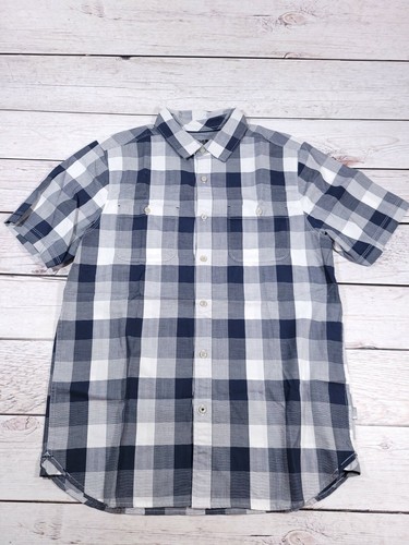 The North Face Herren blau kariert Button Down Outdoor Wandern Hemd Größe M Q5