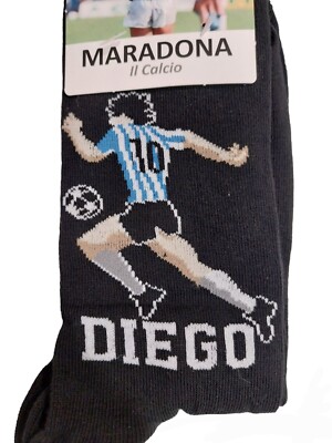 Calzini Maradona In Cotone Ricamati - 1 Paio, Made In Italy, Nuovi Con Etichette