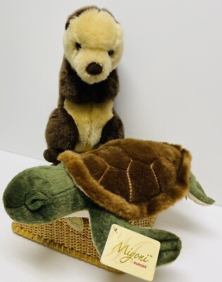 Miyoni Aurora Sea Turtle & Sea Otter Plush Lot of 2  New Stuffed Animal Toy
