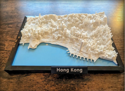 3D Map of Hong Kong (7.35 inches x 5.35 inches)