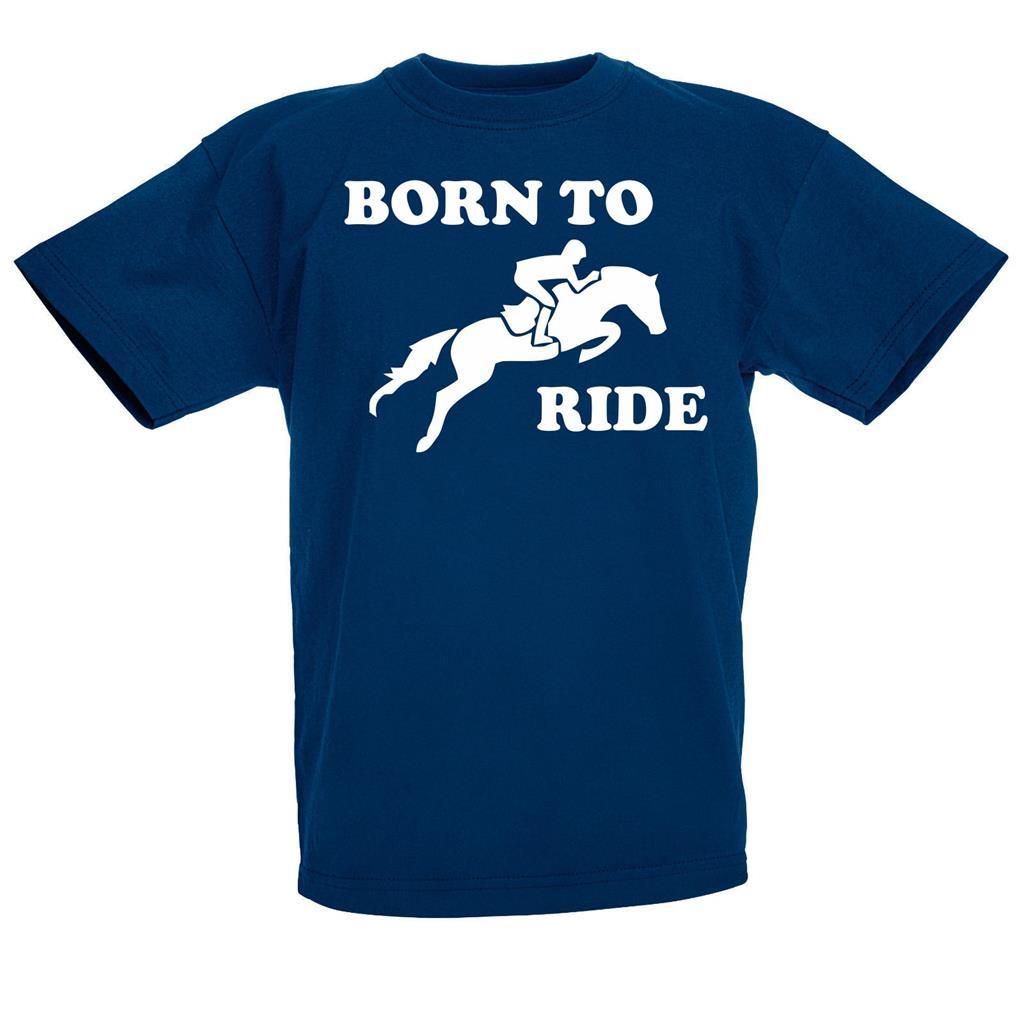 T shirt maglietta ragazzi ragazze bambini nati per cavalcare cavalli equitazione salto pony