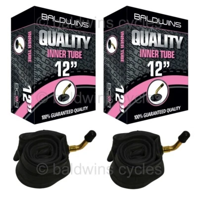 Baldwins PAIR (2) QUINNY BUZZ Pushchair Pram Inner Tubes BENT VALVE 12"