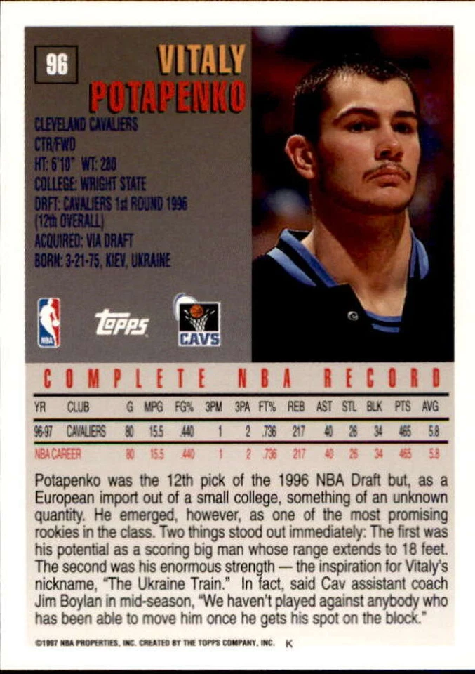1997-98 Topps Minted in Springfield #96 Vitaly Potapenko Set Break   Cavaliers  - Image 2 of 2
