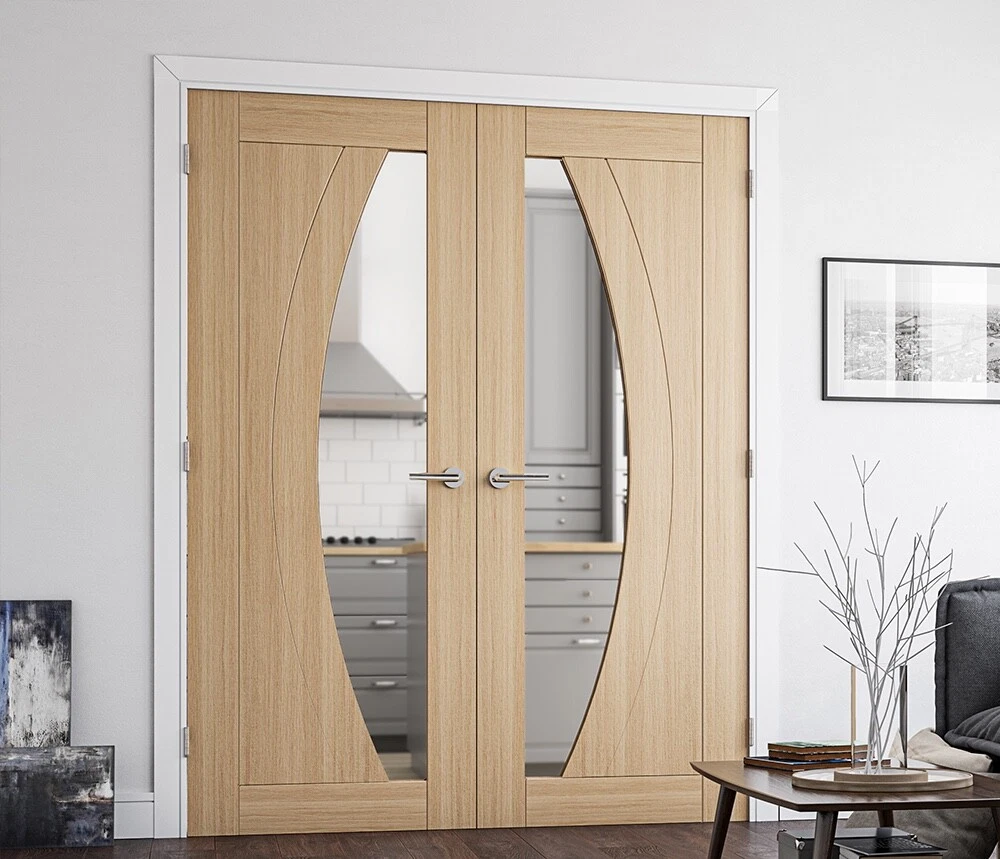 Internal double sale doors with glass