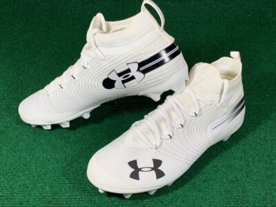New Mens Under Armour UA Spotlight MC Lacrosse Football Cleats White Black 13