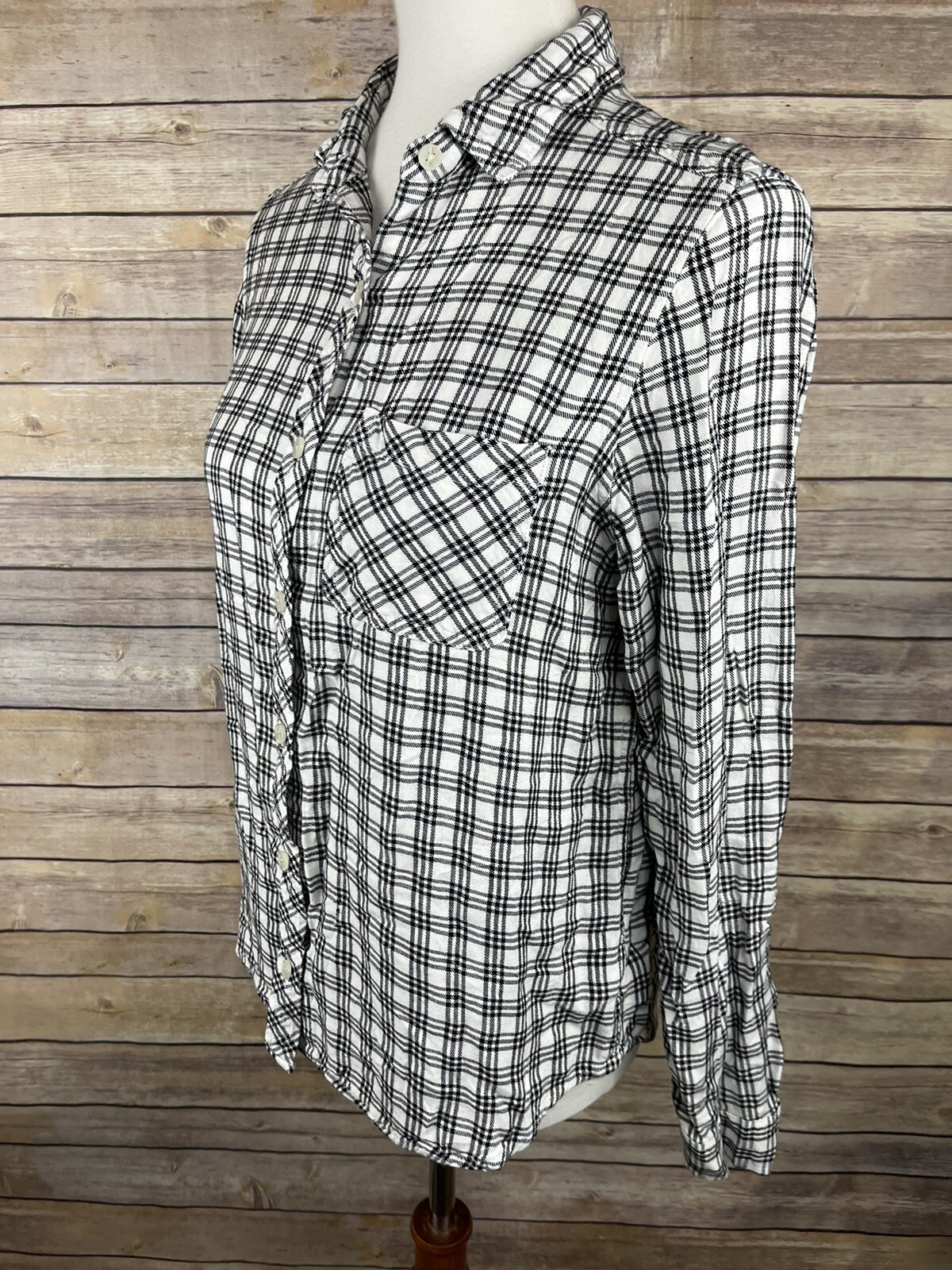 Universal Thread Medium Plaid Button Up Blouse Bl… - image 3