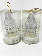 Lot Of 2 Christmas House Santa Light Up Ornaments