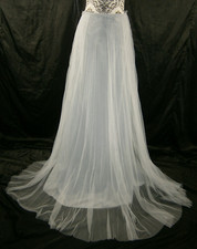 Jenny Yoo Bridesmaid Wedding Separates Skirt 6 Blue Pleated Tulle NEEDS ZIP/HEM