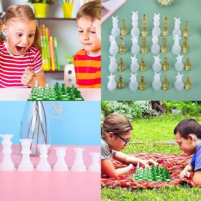 1Pc DIY Chess Piece Crystal Epoxy Resin Mold Queen King 3D Chess Silicone Molds