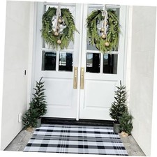 Black and White Plaid Rugs, 3'x5' Area Rug Outdoor Indoor Front Porch Doormat