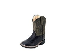 Old West Western Boots Boys Zip Leather Black Charcoal BSI2001