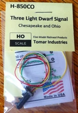 Tomar HO #H-850CO 3-Light Dwarf Signal -- Chesapeake & Ohio Style (Made in USA)