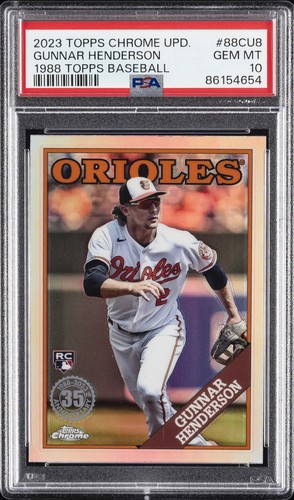 2023 TOPPS CHROME UPDATE 1988 TOPPS BASEBALL #88CU8 GUNNAR HENDERSON PSA 10