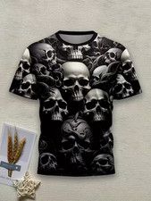 Black Gothic Twisted Skull 3D All Over Print T - shirt