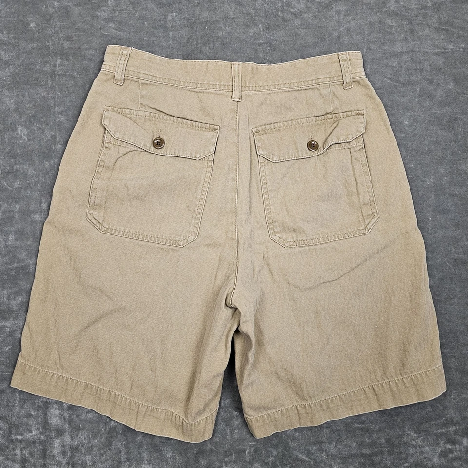 Bermuda masculina RRL Ralph Lauren 31 botões plissada mosca dupla RL roupa de trabalho - Imagem 3 de 4