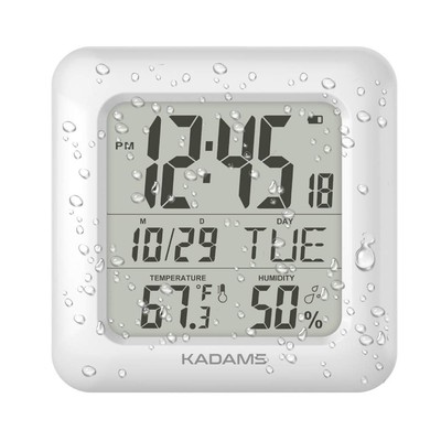 Bathroom Clock Wall with Shatterproof LCD Screen   Waterproof Shower Clock Wa...