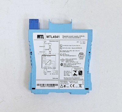 MTL MTL4541 Repeater Power Supply, 4/20mA for 2 or 3 Wire Transmitters