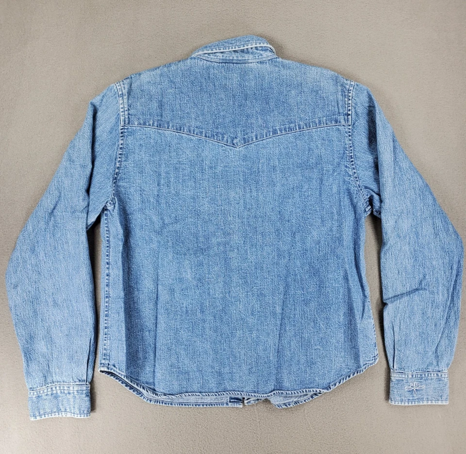 Lauren Jeans Ralph Lauren Pearl Snap Shirt Top Size PM Denim Embroidered Western - Image 3 of 4