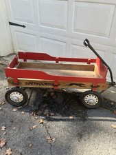Hamilton Greyhound Wood Wagon 1930s Rubber Wheels Slat Siding Wooden Base