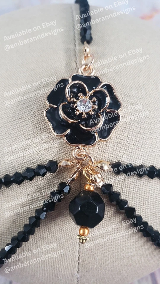 Black Crystal Beaded Headdress 1920s Flapper Headpiece Roaring 20s Accessories - Image 2 of 4