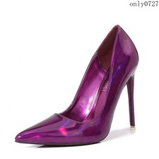 Women's Shiny High Heel Pumps Shoes Wedding Slip On Pointed Toe Stilettos Hot