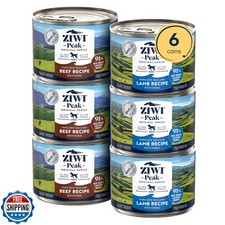ZIWI Peak Wet Dog Food Variety Pack - Beef and Lamb, 6 Pack 6oz Each 