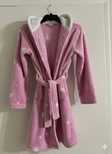 Kids Robe Girls Solid Hooded Fleece Sleep Robe Bathrobe Size Large