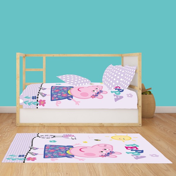 Peppa Wutz Pig Kinderteppich Happy Rosa | 100X133 Cm | Teppich Spielteppich-image