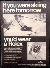Rolex Explorer Original 1969 Vintage Print Ad Wall Art Skiing