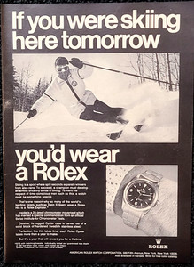 Rolex Explorer Original 1969 Vintage Print Ad Wall Art Skiing
